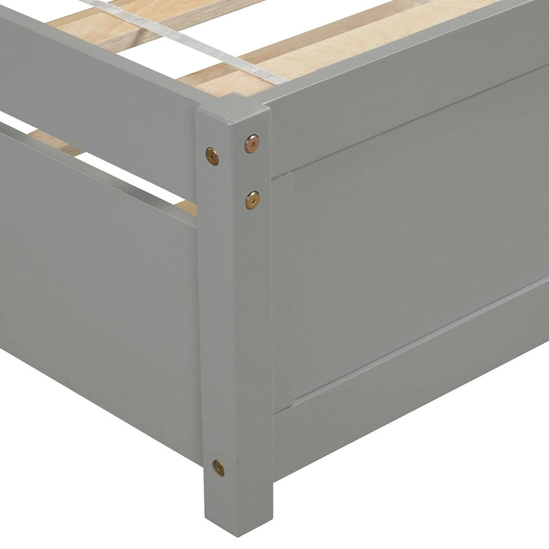 Estructura de cama individual de madera con plataforma y cama nido