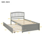 Estructura de cama individual de madera con plataforma y cama nido