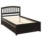 Estructura de cama individual de madera con plataforma y cama nido