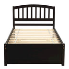 Estructura de cama individual de madera con plataforma y cama nido