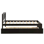 Estructura de cama individual de madera con plataforma y cama nido