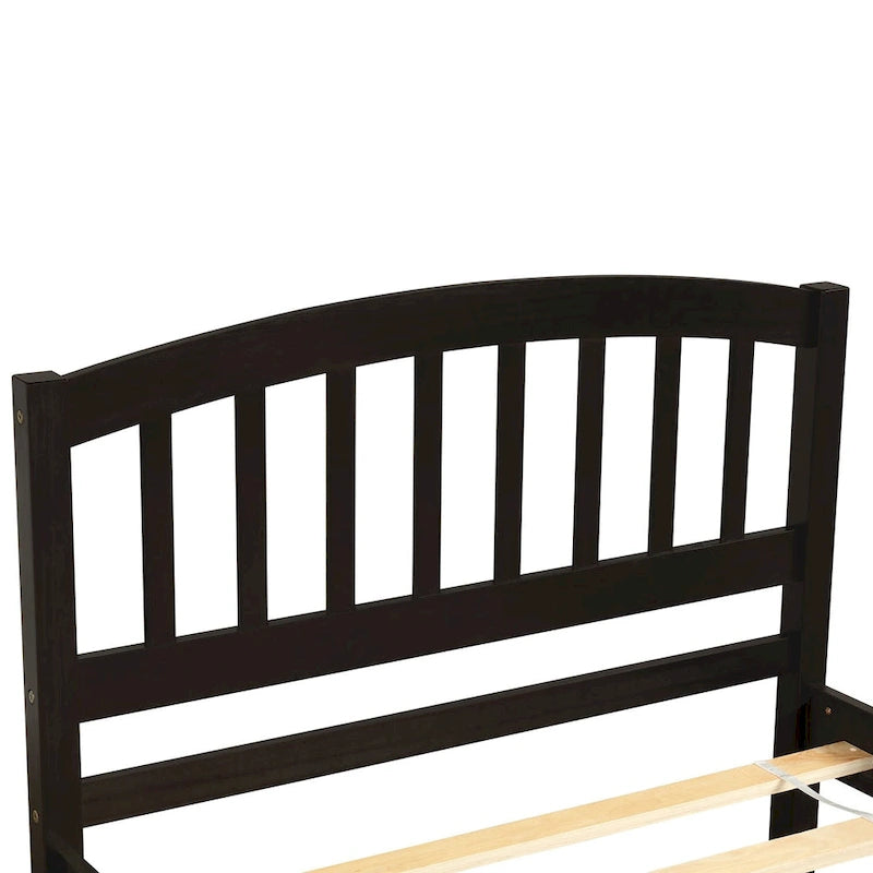 Estructura de cama individual de madera con plataforma y cama nido