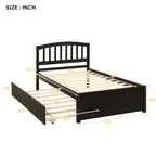 Estructura de cama individual de madera con plataforma y cama nido