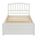 Estructura de cama individual de madera con plataforma y cama nido