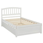 Estructura de cama individual de madera con plataforma y cama nido