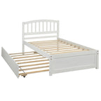 Estructura de cama individual de madera con plataforma y cama nido