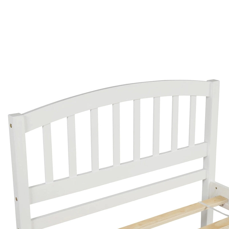 Estructura de cama individual de madera con plataforma y cama nido