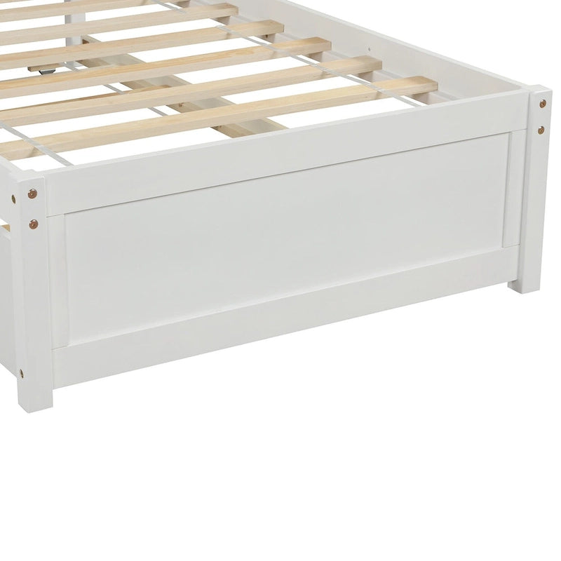 Estructura de cama individual de madera con plataforma y cama nido