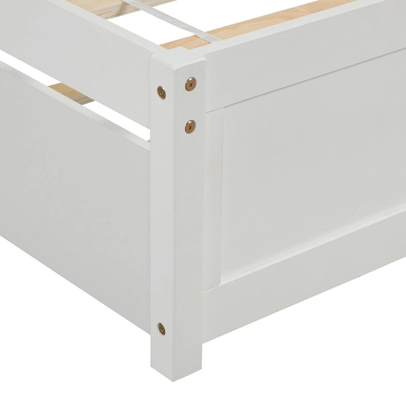 Estructura de cama individual de madera con plataforma y cama nido
