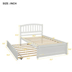 Estructura de cama individual de madera con plataforma y cama nido