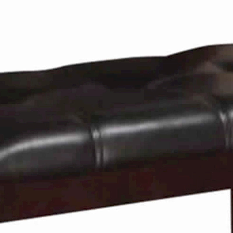 Banco alto de madera de caucho con tapizado capitoné marrón