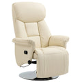 Sillón reclinable para adultos, reclinable giratorio ajustable con reposapiés, brazos acolchados, tapicería de cuero sintético y base de acero