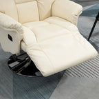 Sillón reclinable para adultos, reclinable giratorio ajustable con reposapiés, brazos acolchados, tapicería de cuero sintético y base de acero