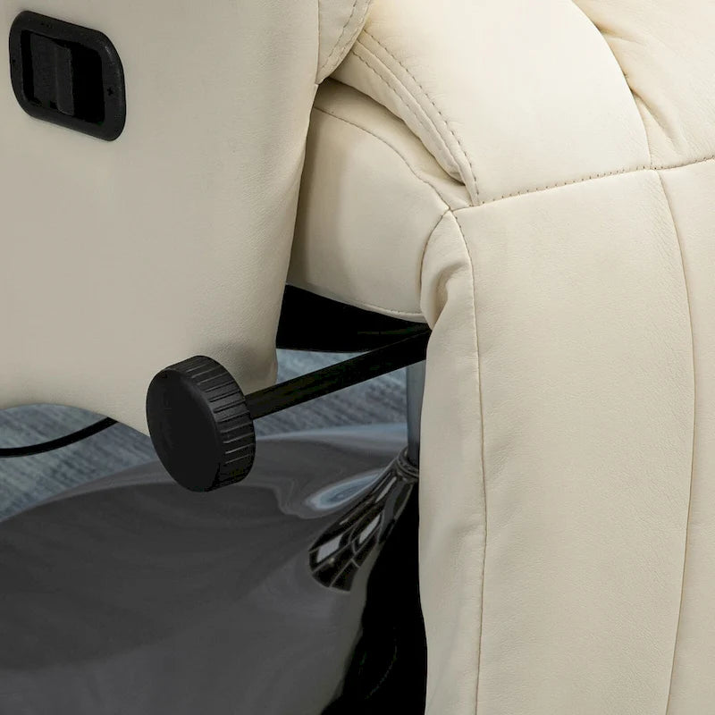 Sillón reclinable para adultos, reclinable giratorio ajustable con reposapiés, brazos acolchados, tapicería de cuero sintético y base de acero
