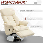 Sillón reclinable para adultos, reclinable giratorio ajustable con reposapiés, brazos acolchados, tapicería de cuero sintético y base de acero