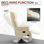 Sillón reclinable para adultos, reclinable giratorio ajustable con reposapiés, brazos acolchados, tapicería de cuero sintético y base de acero