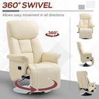 Sillón reclinable para adultos, reclinable giratorio ajustable con reposapiés, brazos acolchados, tapicería de cuero sintético y base de acero