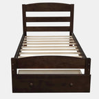 Base de cama individual con plataforma, cajón de almacenamiento y soporte de láminas de madera, no necesita somier