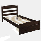 Base de cama individual con plataforma, cajón de almacenamiento y soporte de láminas de madera, no necesita somier
