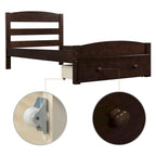 Base de cama individual con plataforma, cajón de almacenamiento y soporte de láminas de madera, no necesita somier