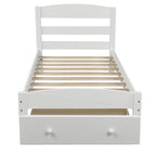 Base de cama individual con plataforma, cajón de almacenamiento y soporte de láminas de madera, no necesita somier