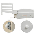 Base de cama individual con plataforma, cajón de almacenamiento y soporte de láminas de madera, no necesita somier