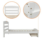 Base de cama individual con plataforma, cajón de almacenamiento y soporte de láminas de madera, no necesita somier