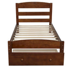 Base de cama individual con plataforma, cajón de almacenamiento y soporte de láminas de madera, no necesita somier
