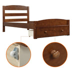 Base de cama individual con plataforma, cajón de almacenamiento y soporte de láminas de madera, no necesita somier