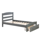Base de cama individual con plataforma, cajón de almacenamiento y soporte de láminas de madera, no necesita somier