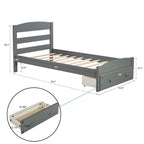 Base de cama individual con plataforma, cajón de almacenamiento y soporte de láminas de madera, no necesita somier