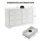 47.8 Cómoda moderna de dormitorio con 6 cajones - N/A