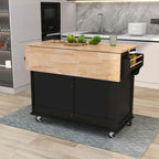Carro de cocina negro/blanco/verde menta con hoja abatible y puerta corrediza estilo granero | Ruedas | 1 persona