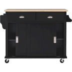 Carro de cocina negro/blanco/verde menta con hoja abatible y puerta corrediza estilo granero | Ruedas | 1 persona