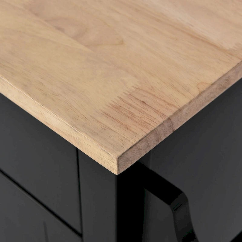 Carro de cocina negro/blanco/verde menta con hoja abatible y puerta corrediza estilo granero | Ruedas | 1 persona