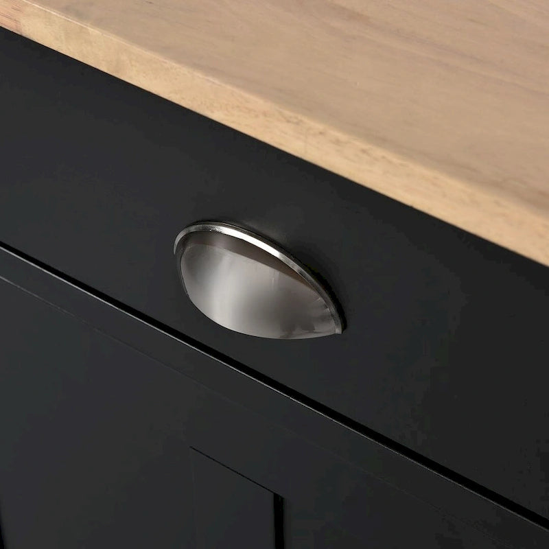 Carro de cocina negro/blanco/verde menta con hoja abatible y puerta corrediza estilo granero | Ruedas | 1 persona