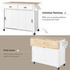Carro de cocina negro/blanco/verde menta con hoja abatible y puerta corrediza estilo granero | Ruedas | 1 persona