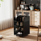 Carrito de cocina rodante de 6 niveles en blanco/negro con especiero, para 1-2 usuarios