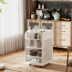 Carrito de cocina rodante de 6 niveles en blanco/negro con especiero, para 1-2 usuarios