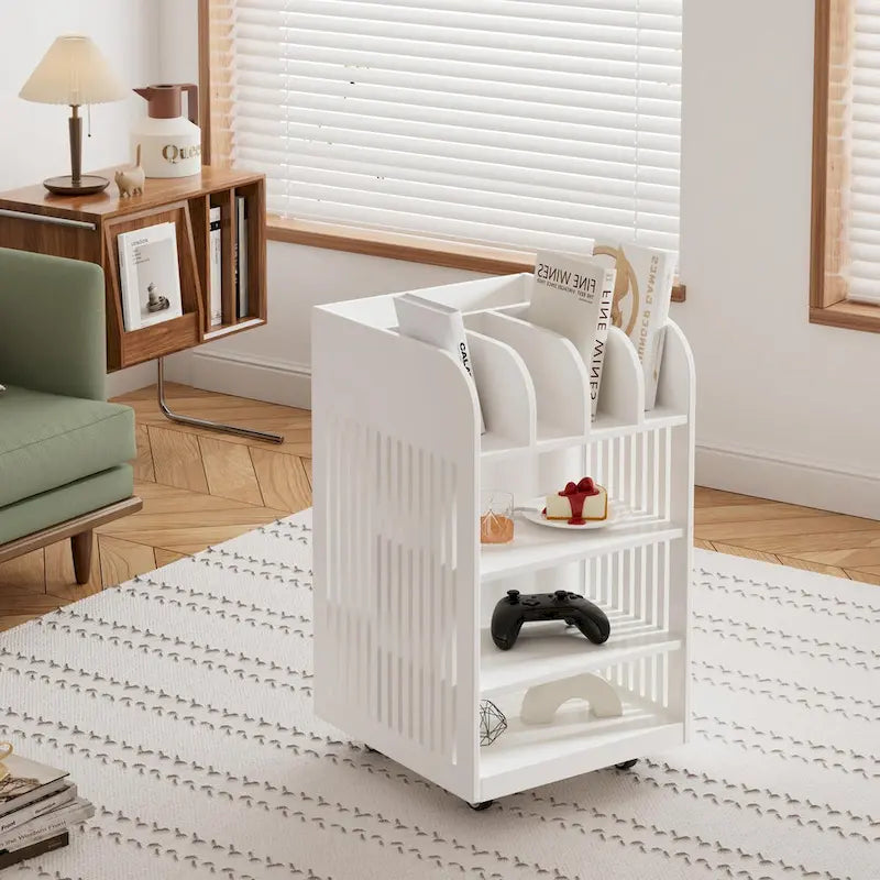 Carrito de cocina rodante de 6 niveles en blanco/negro con especiero, para 1-2 usuarios