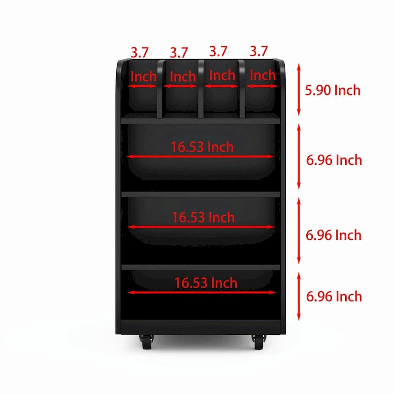 Carrito de cocina rodante de 6 niveles en blanco/negro con especiero, para 1-2 usuarios