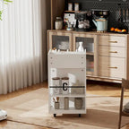 Carrito de cocina rodante de 6 niveles en blanco/negro con especiero, para 1-2 usuarios