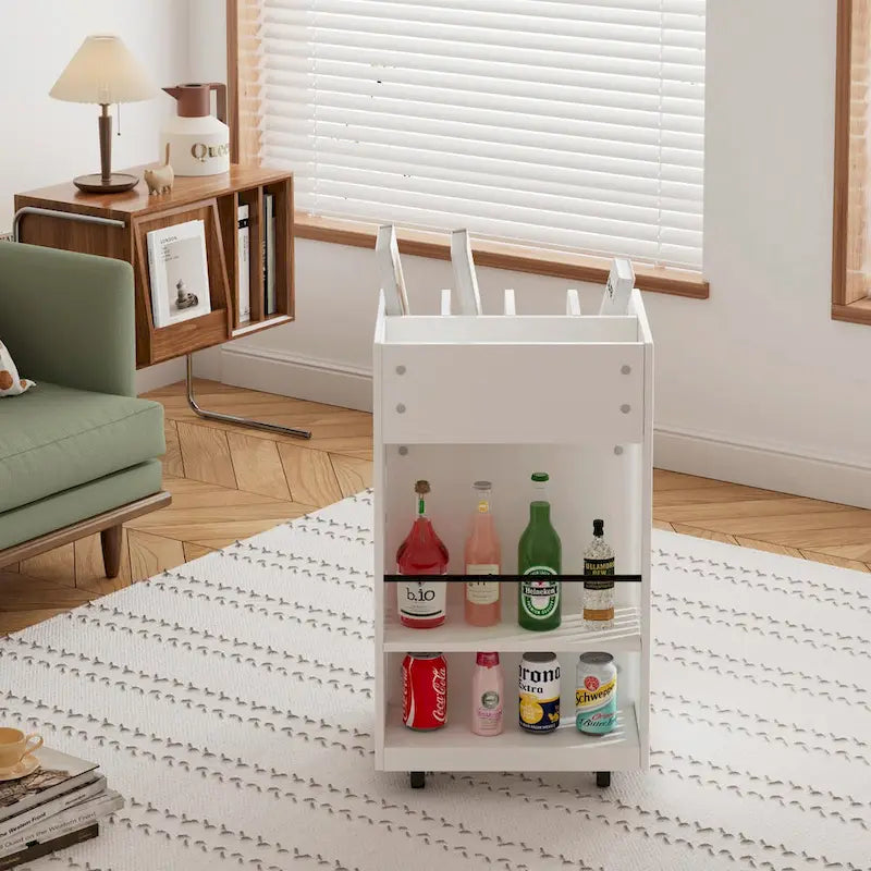 Carrito de cocina rodante de 6 niveles en blanco/negro con especiero, para 1-2 usuarios