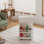 Carrito de cocina rodante de 6 niveles en blanco/negro con especiero, para 1-2 usuarios