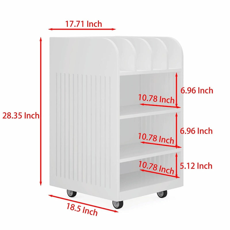 Carrito de cocina rodante de 6 niveles en blanco/negro con especiero, para 1-2 usuarios