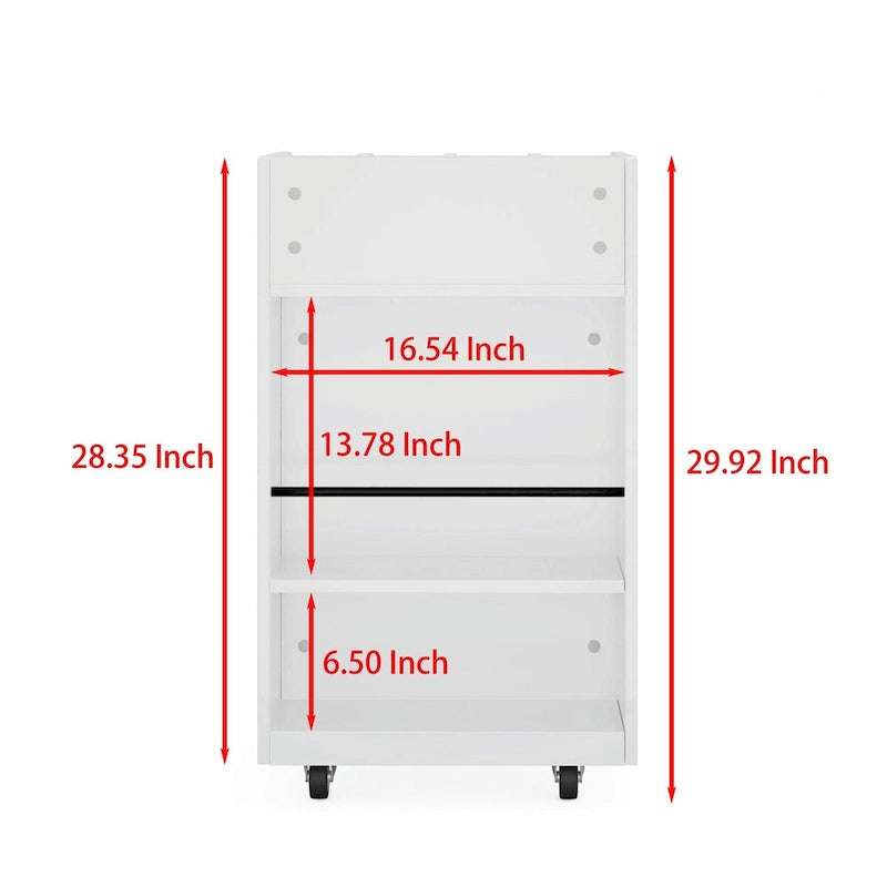 Carrito de cocina rodante de 6 niveles en blanco/negro con especiero, para 1-2 usuarios