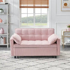 Sofá cama convertible de pana beige/rosa/naranja/gris, respaldo ajustable, 2 plazas