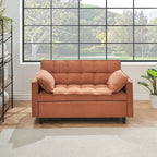 Sofá cama convertible de pana beige/rosa/naranja/gris, respaldo ajustable, 2 plazas