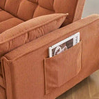 Sofá cama convertible de pana beige/rosa/naranja/gris, respaldo ajustable, 2 plazas
