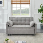 Sofá cama convertible de pana beige/rosa/naranja/gris, respaldo ajustable, 2 plazas